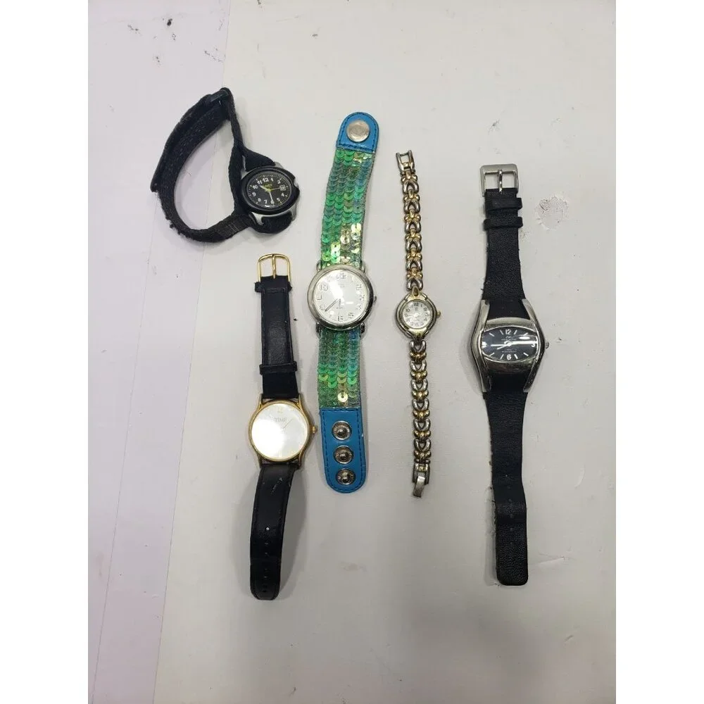 Lot of 5 Different Womens Watches Guess Time JJ Timex Anne Klein Untested